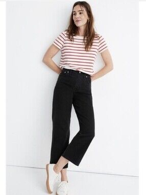 MADEWELL SLIM WIDE-LEG CROP IN LUNAR (BLACK) WASH WOMENS SIZE 24